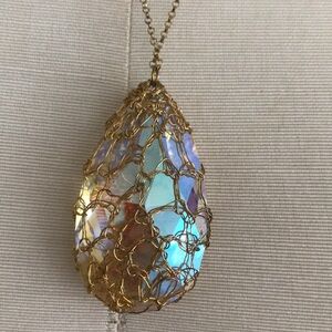 Hand crafted crystal crochet necklace